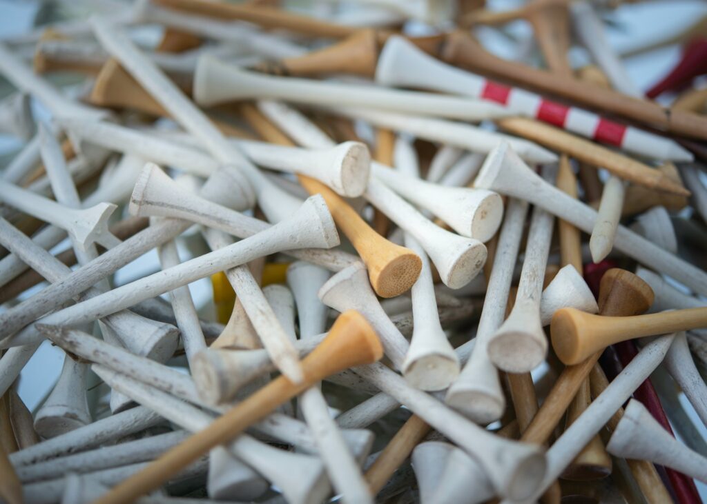 picture of wooden golf tees